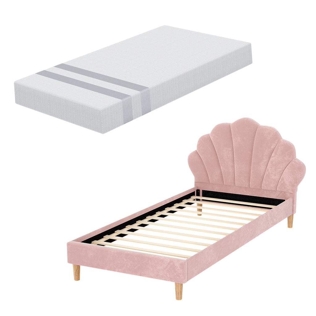Artiss King Single Velvet Bed Frame & BedStory 20 cm Mattress Set – Pink
