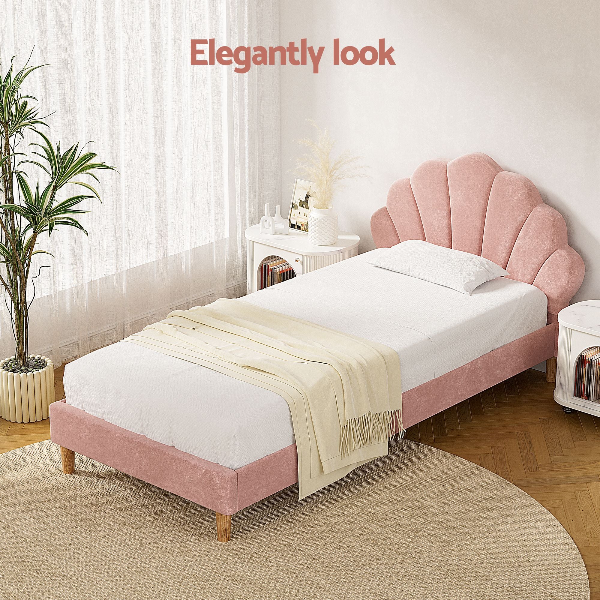 Artiss King Single Velvet Bed Frame & BedStory 20 cm Mattress Set – Pink