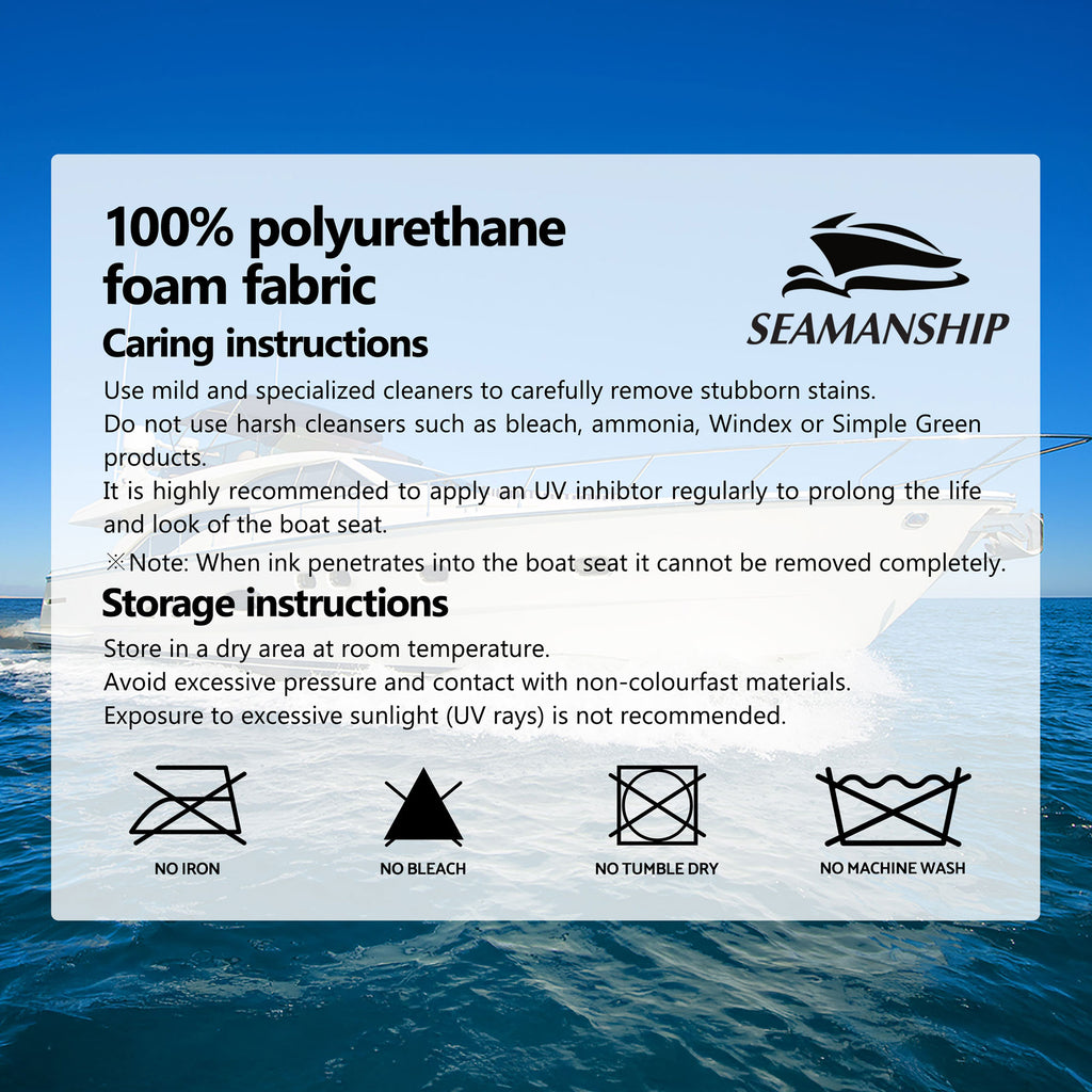 Seamanship 2X Folding Boat Seats with 2X Adjustable Pedestals 34–46cm Marine Swivel Low Back 13cm Padding Charcoal