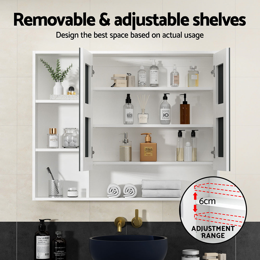 Cefito Bathroom Mirror Cabinet 100CM Vanity Medicine Wall Mounted Storage White