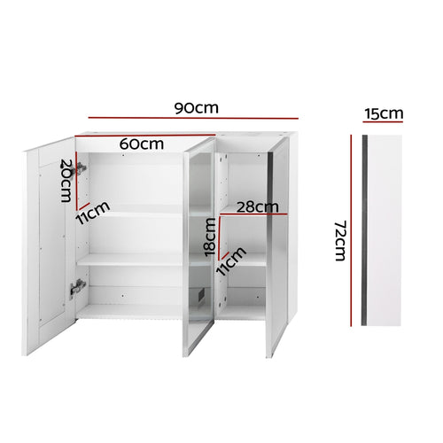 900 × 720mm LED Bathroom Mirror Cabinet – White