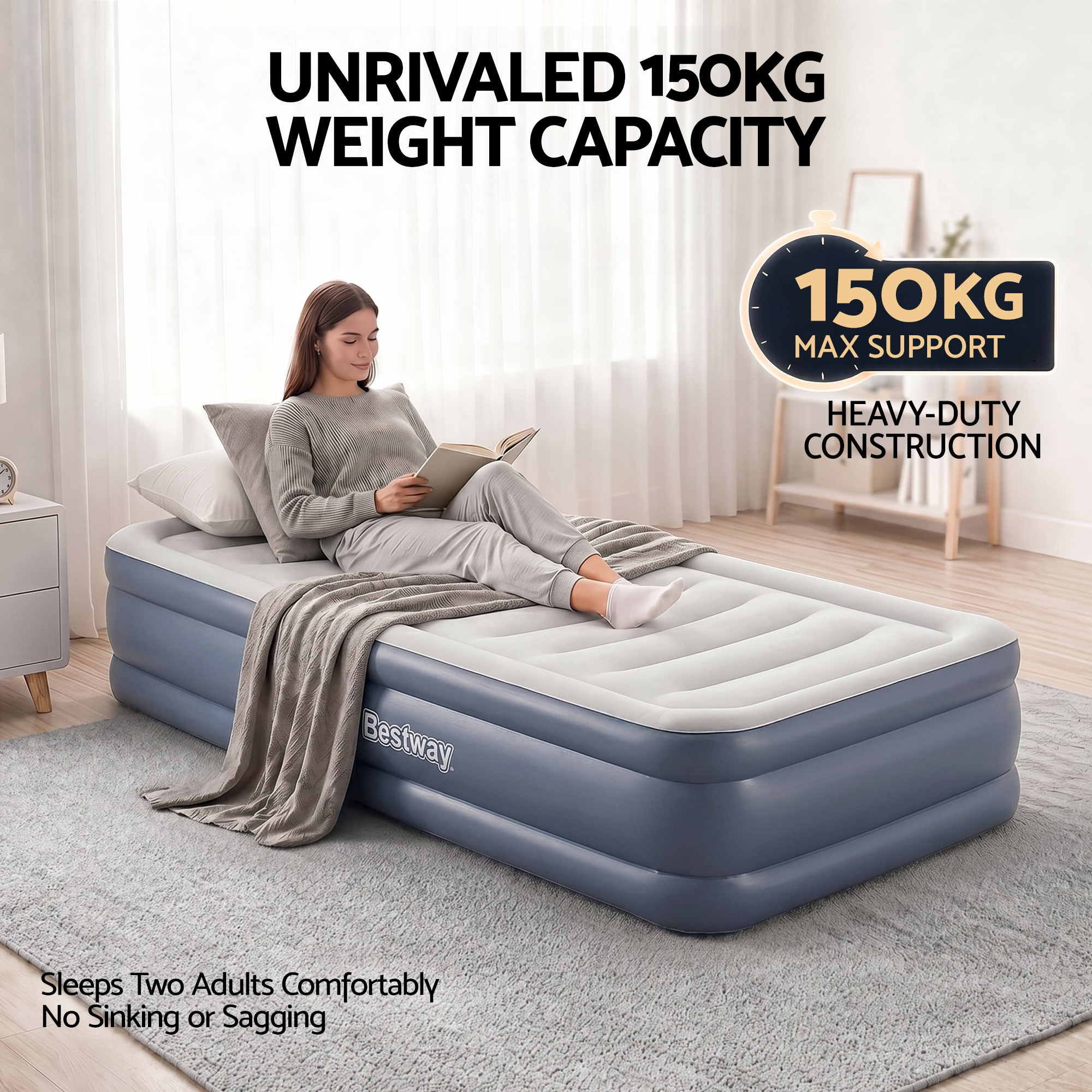 Bestway Mattress Air Bed Single Size 51CM Inflatable Camping Beds Home Outdoor