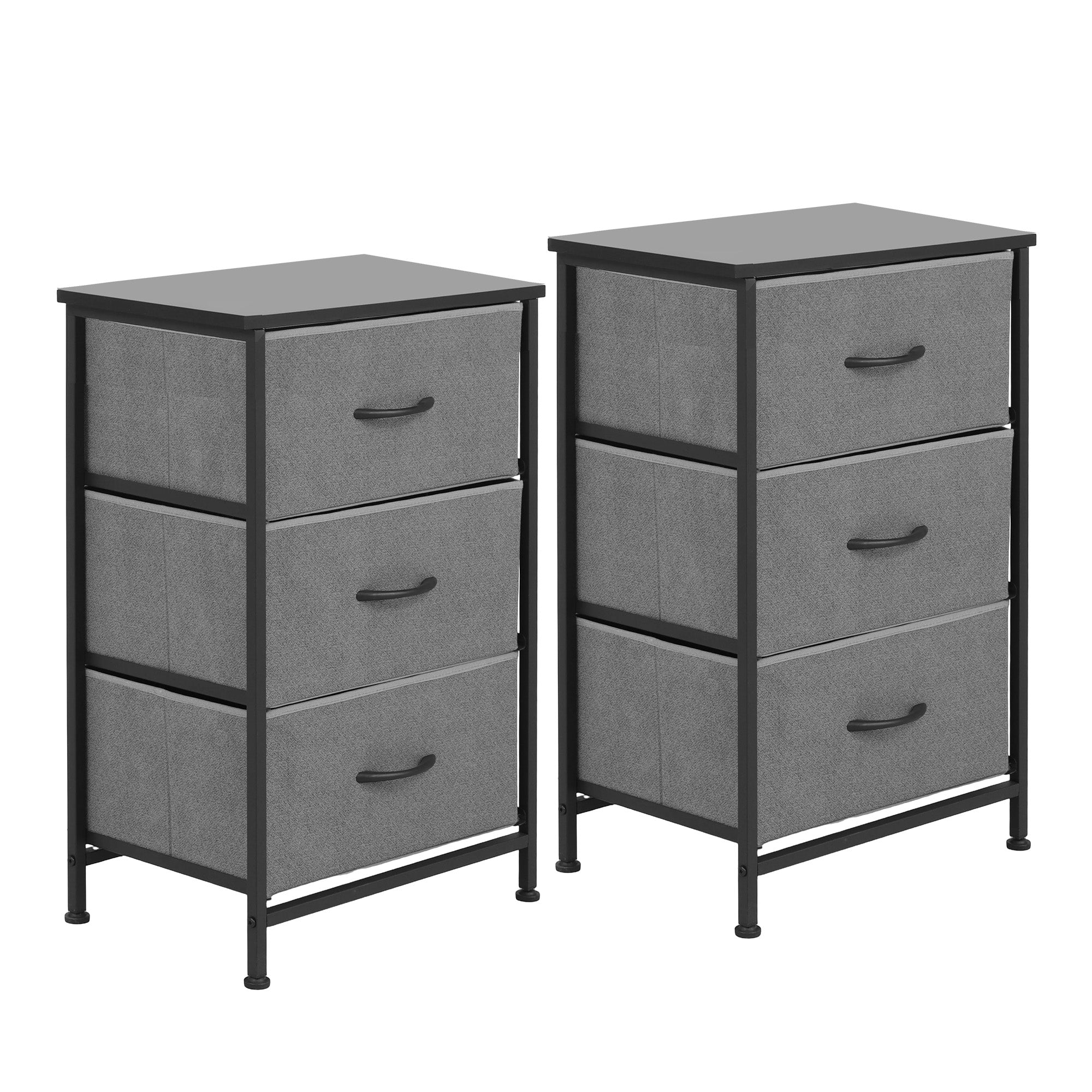 Artiss 3-Drawer Fabric Storage Chests – Grey, Set of 2