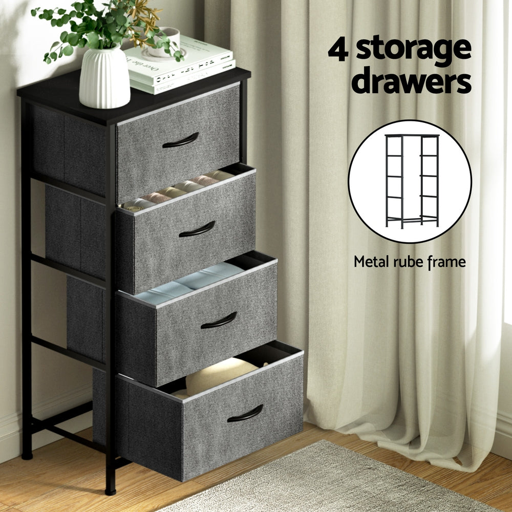 Artiss 4-Drawer Fabric Storage Chest – Grey