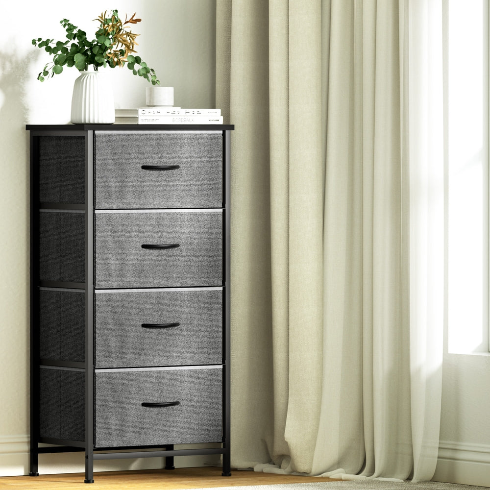 Artiss 4-Drawer Fabric Storage Chest – Grey