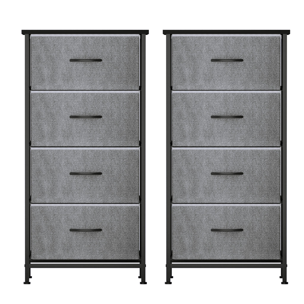Artiss 4-Drawer Fabric Storage Chests – Grey, Set of 2