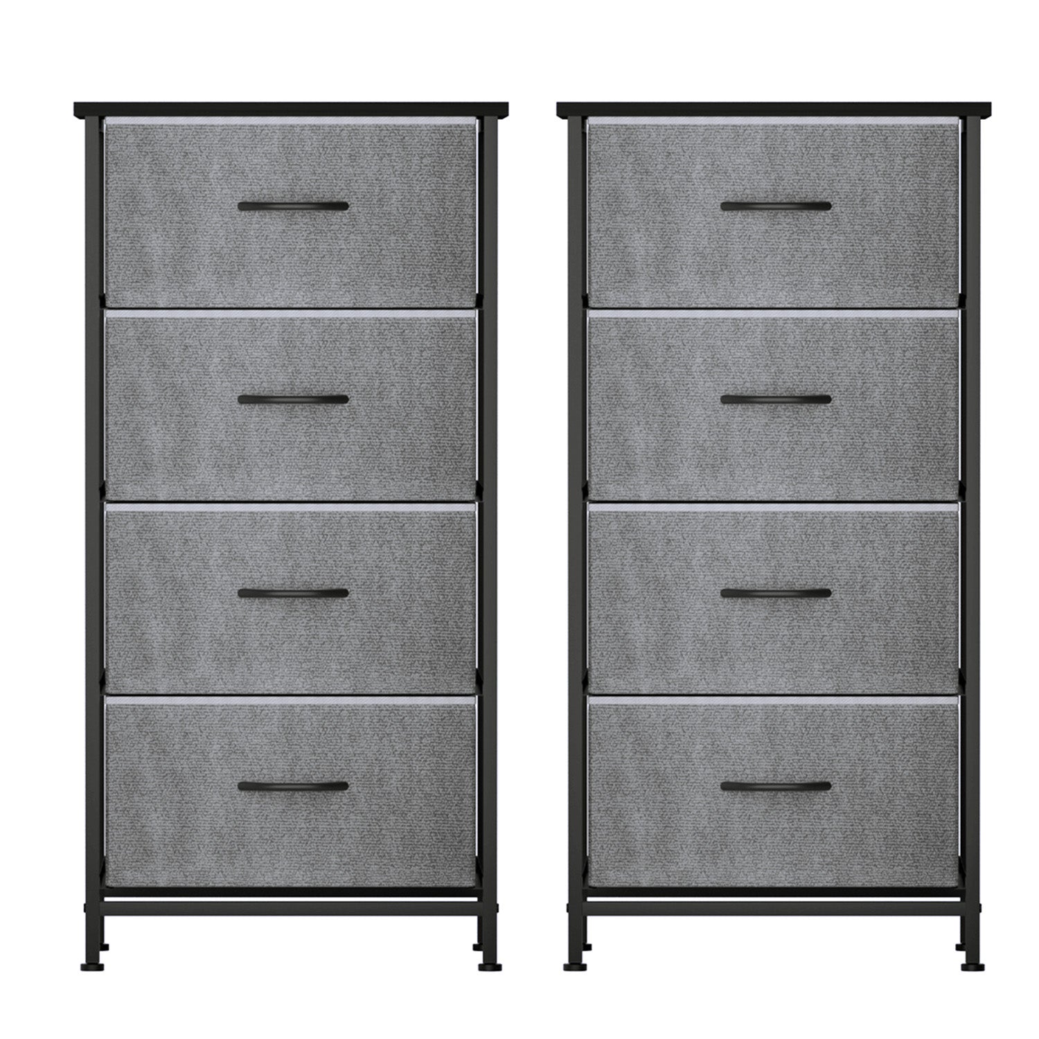 Artiss 4-Drawer Fabric Storage Chests – Grey, Set of 2