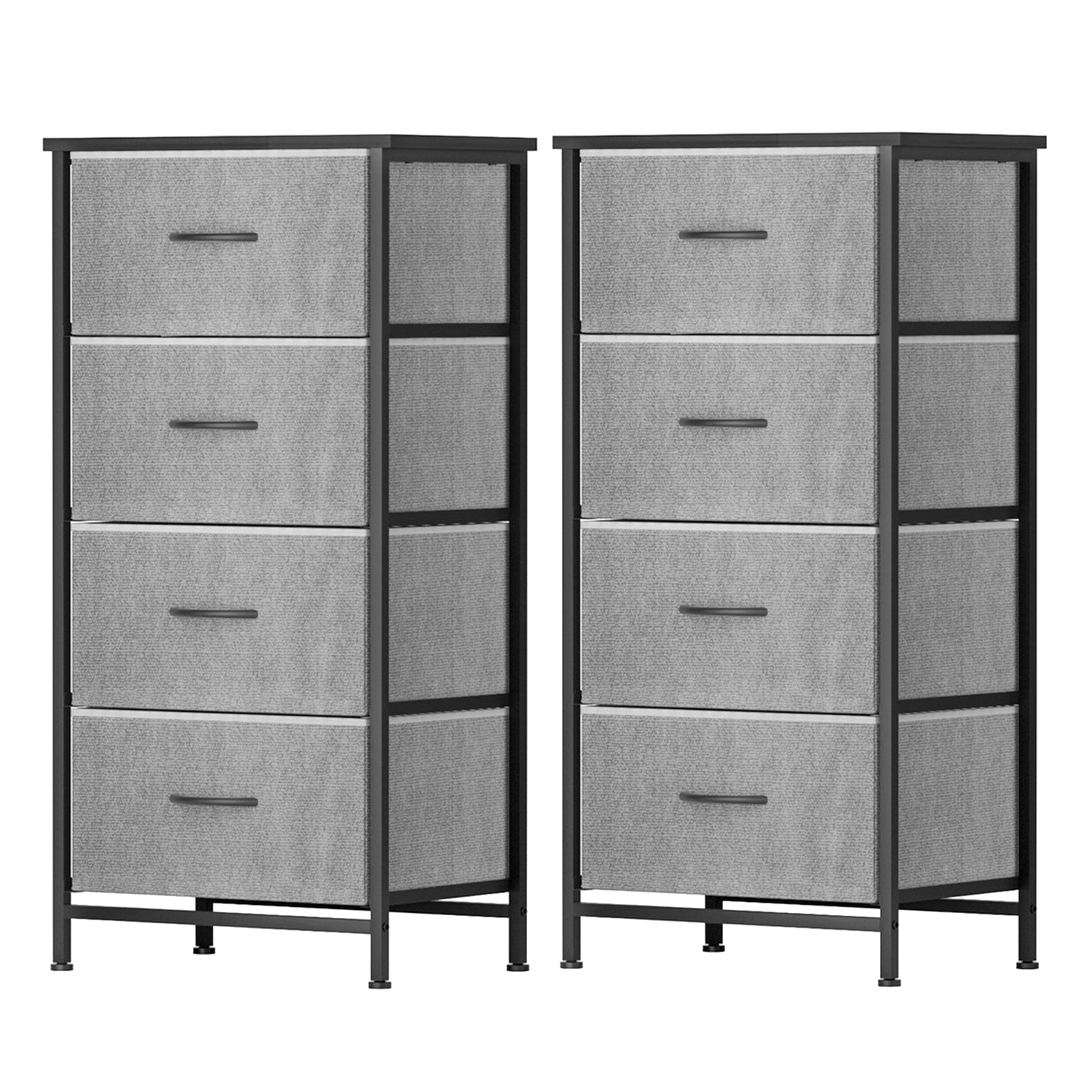Artiss 4-Drawer Fabric Storage Chests – Grey, Set of 2