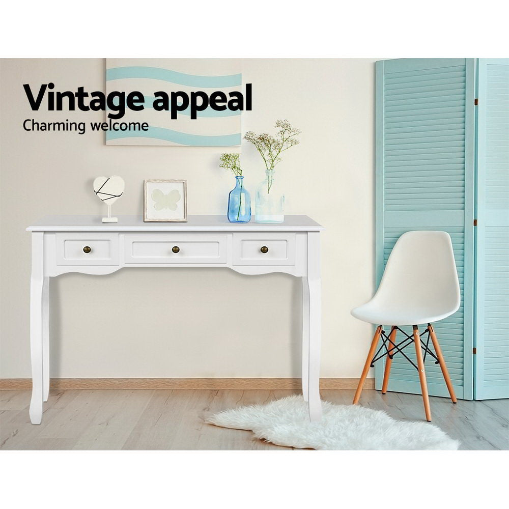 Artiss Hamptons 3-Drawer Console Table – White