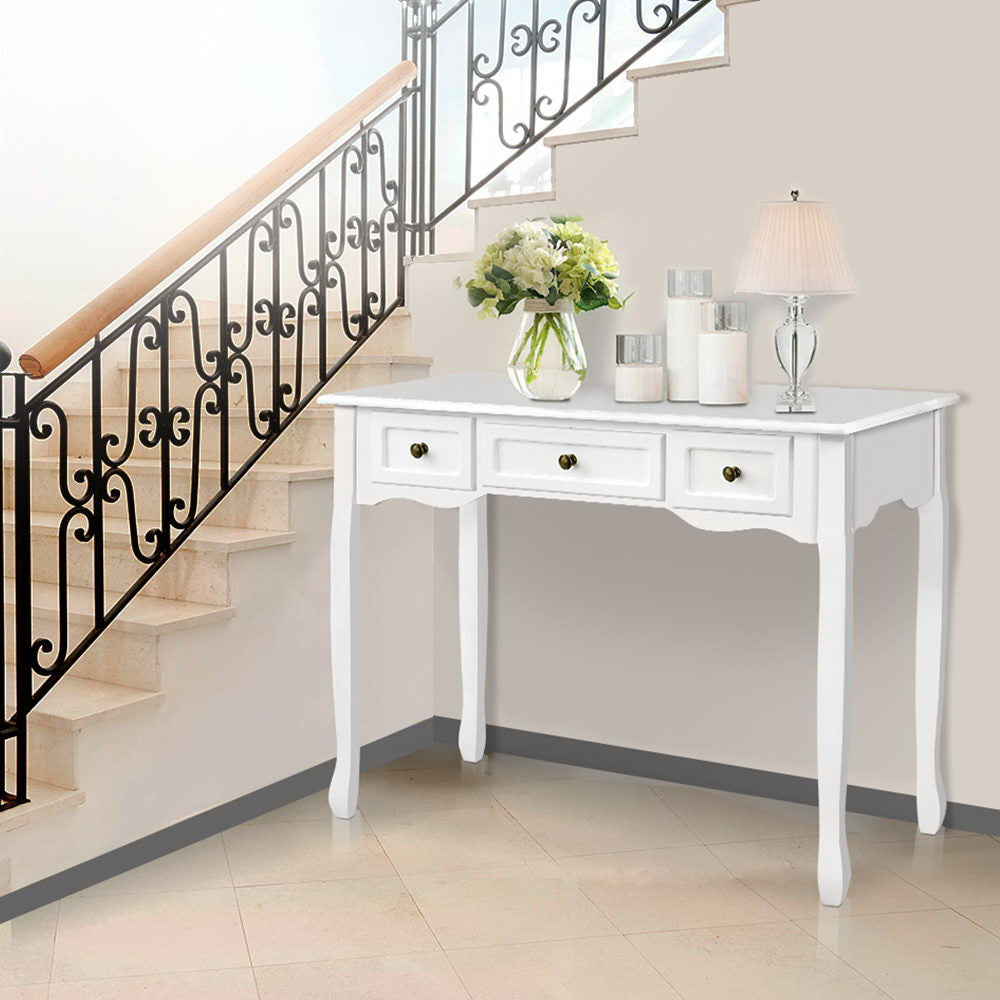 Artiss Hamptons 3-Drawer Console Table – White