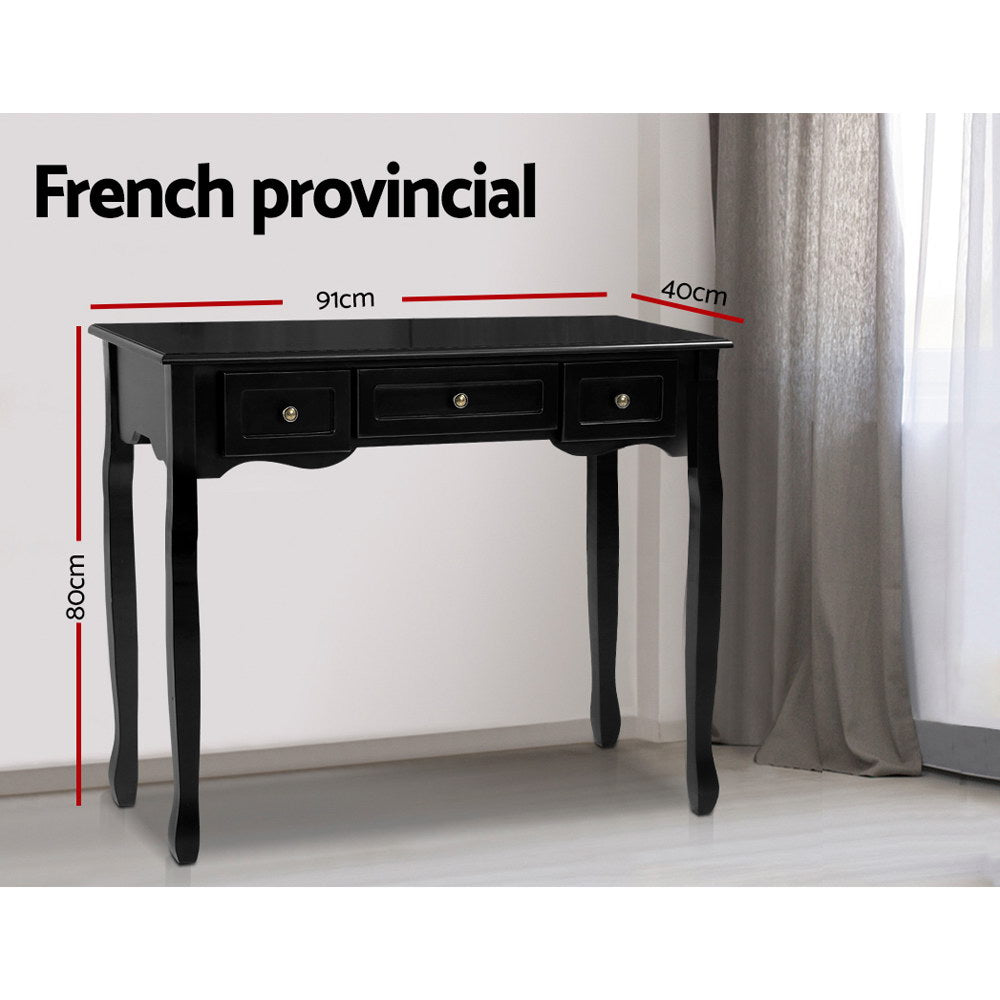 Artiss Hamptons 3-Drawer Console Table – Black