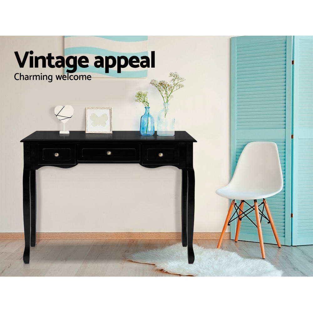 Artiss Hamptons 3-Drawer Console Table – Black
