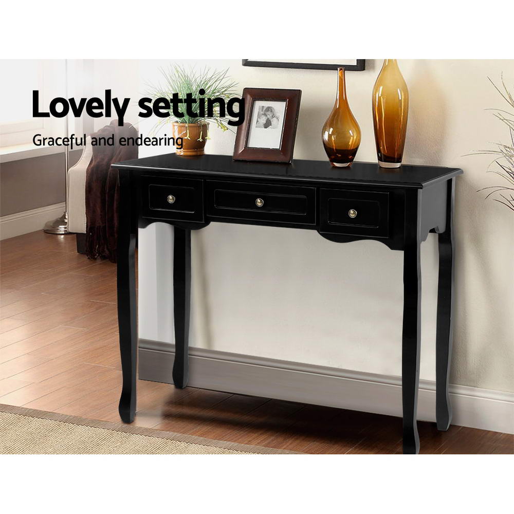 Artiss Hamptons 3-Drawer Console Table – Black