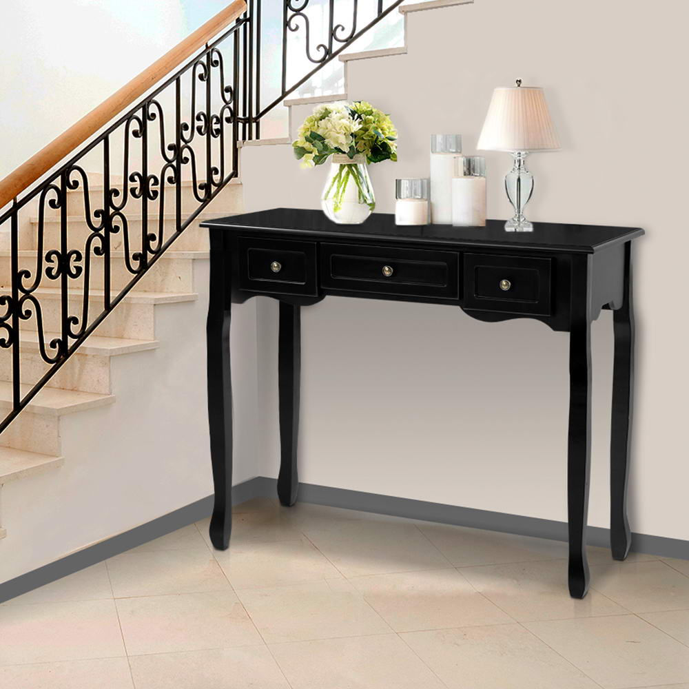 Artiss Hamptons 3-Drawer Console Table – Black