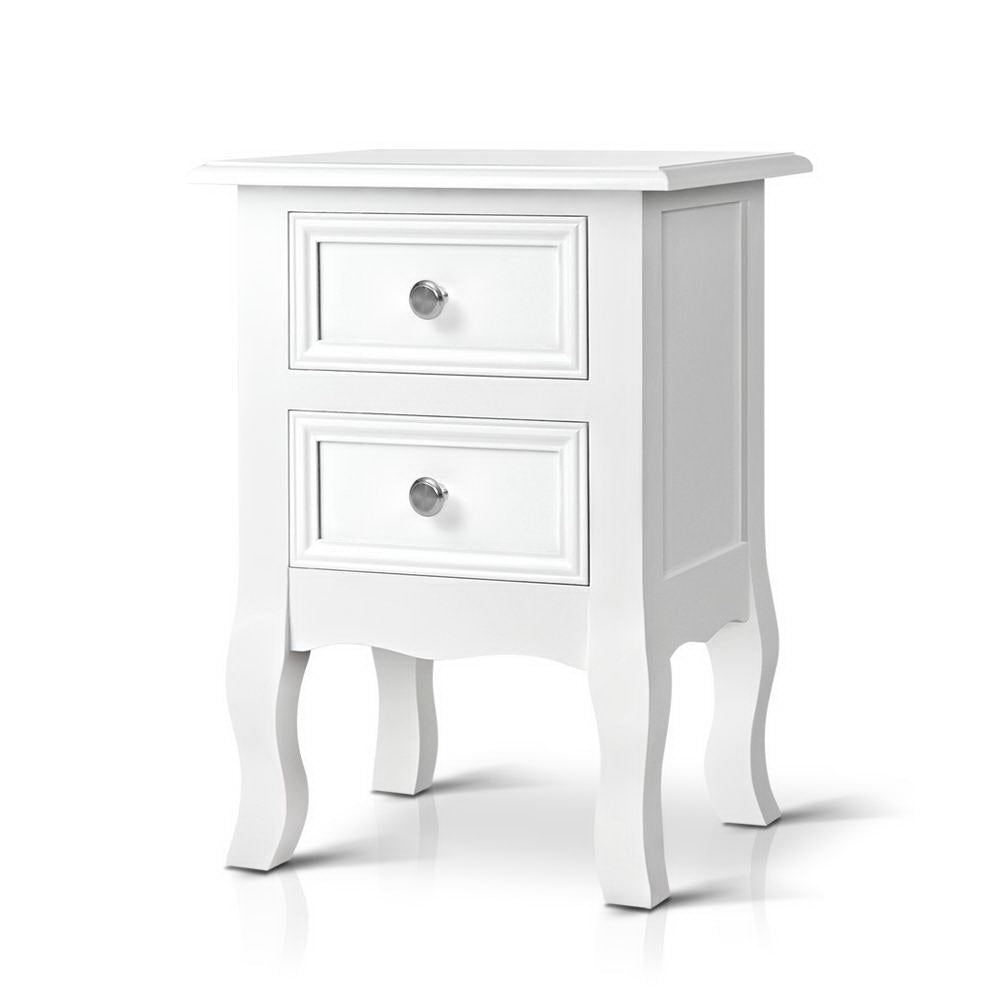 Artiss Bisset 2-Drawer Bedside Table – White