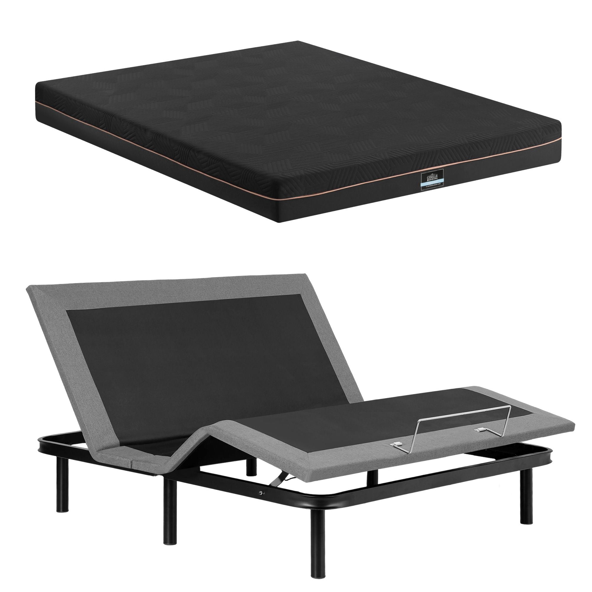 Artiss Adjustable King Bed Base & Giselle 18 cm Memory-Foam Mattress Set – Black