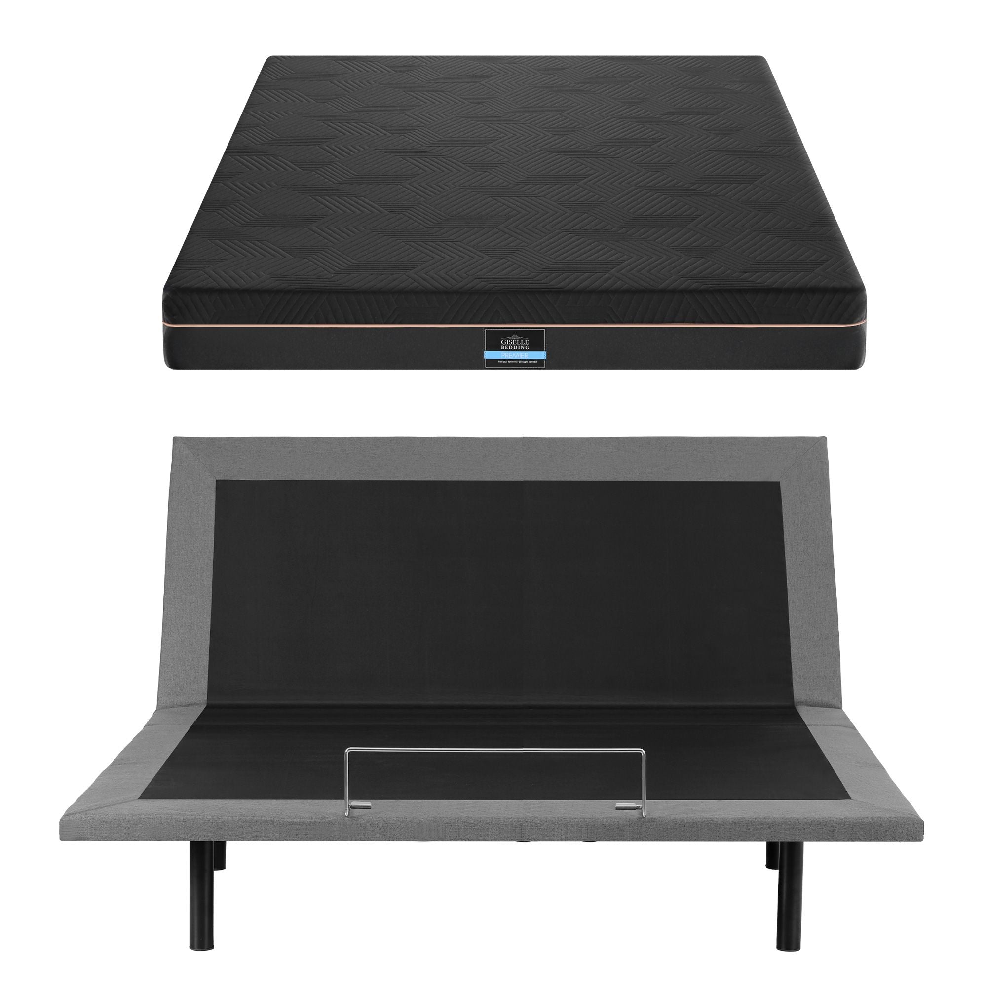 Artiss Adjustable King Bed Base & Giselle 18 cm Memory-Foam Mattress Set – Black