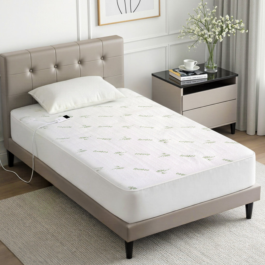Giselle Electric Blanket Bamboo Fabric King Single Fitted Heated Pad Underlay Washable Winter