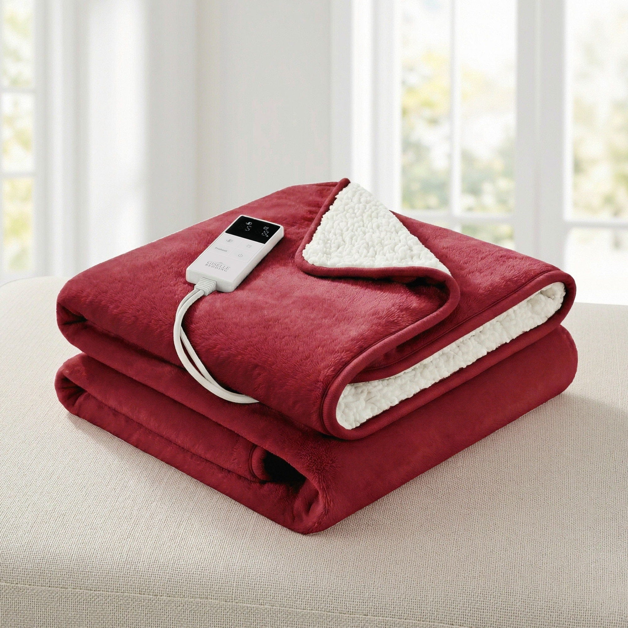 Giselle Bedding Electric Throw – Burgundy, 160 × 130 cm