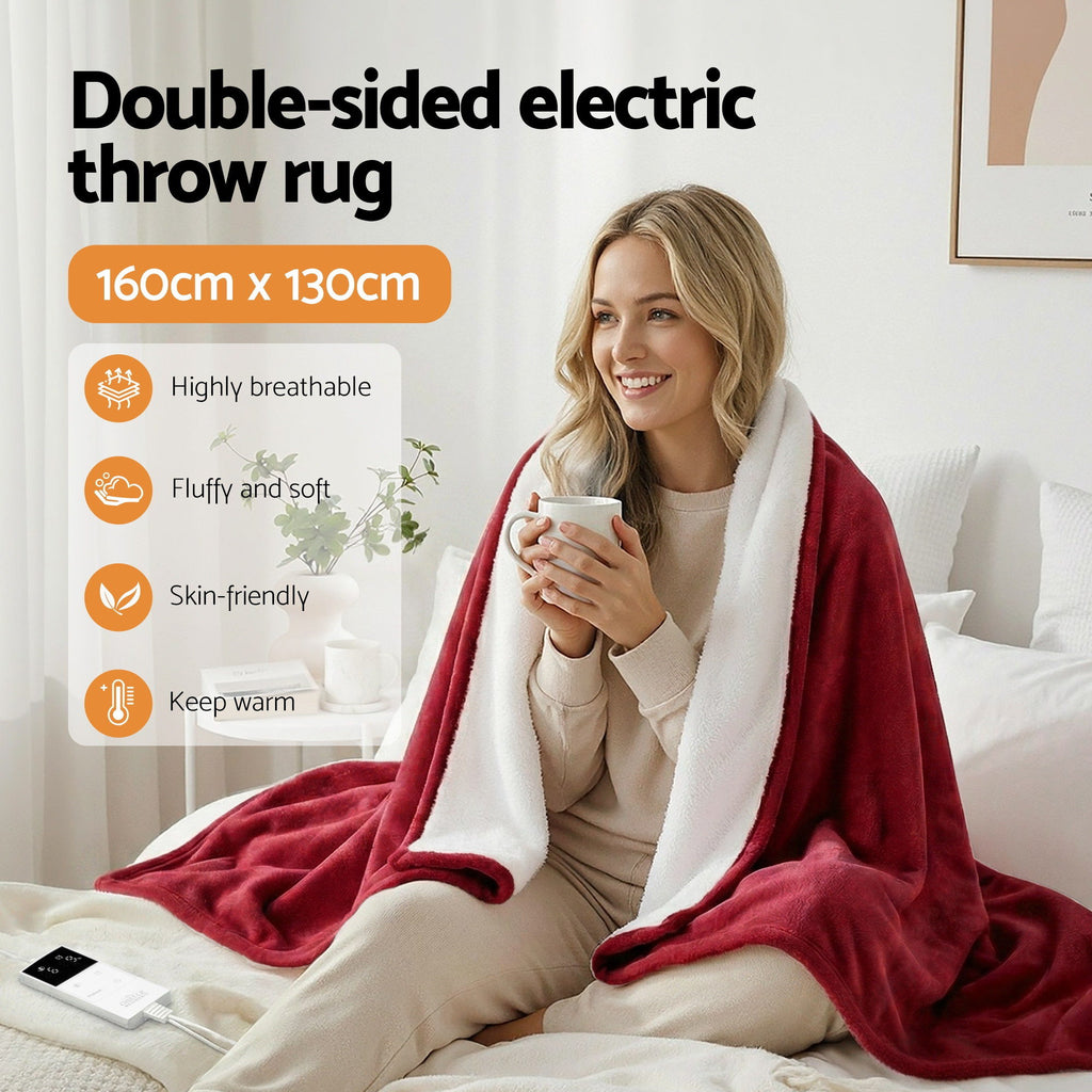 Giselle Bedding Electric Throw – Burgundy, 160 × 130 cm