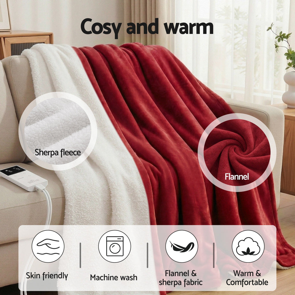 Giselle Bedding Electric Throw – Burgundy, 160 × 130 cm
