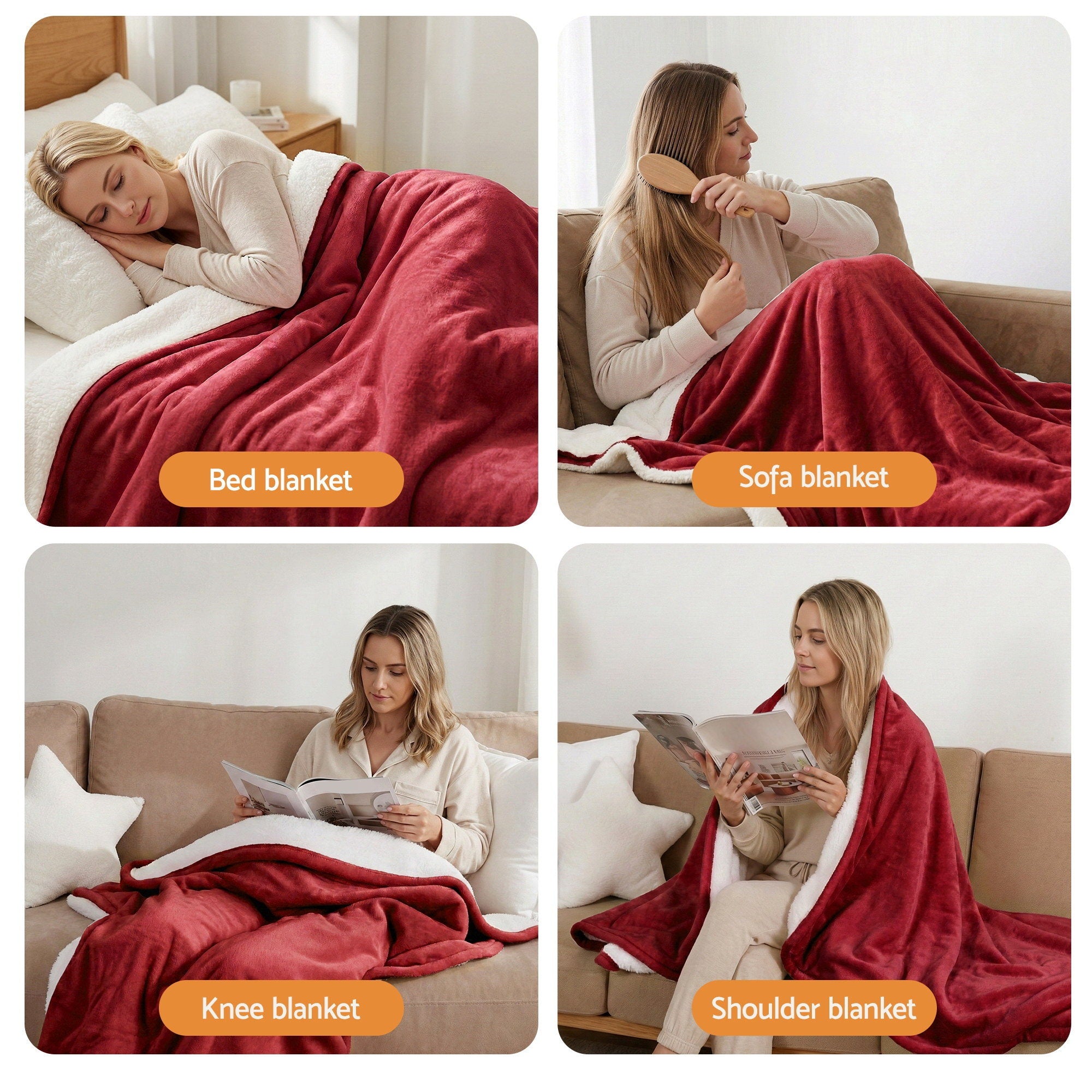 Giselle Bedding Electric Throw – Burgundy, 160 × 130 cm