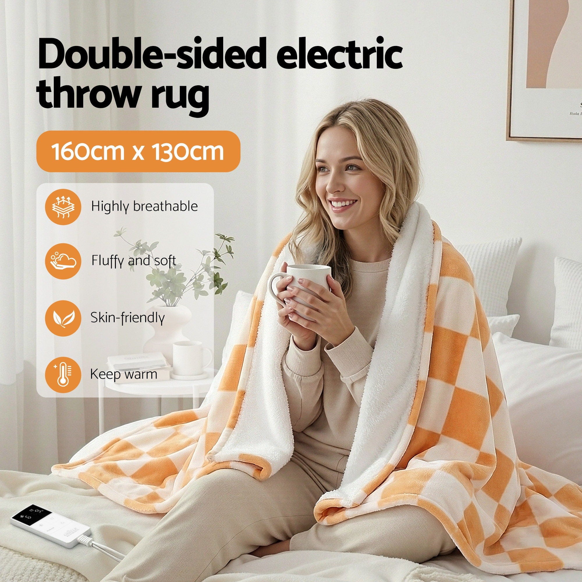 Giselle Dual-Sided Electric Throw – Yellow
