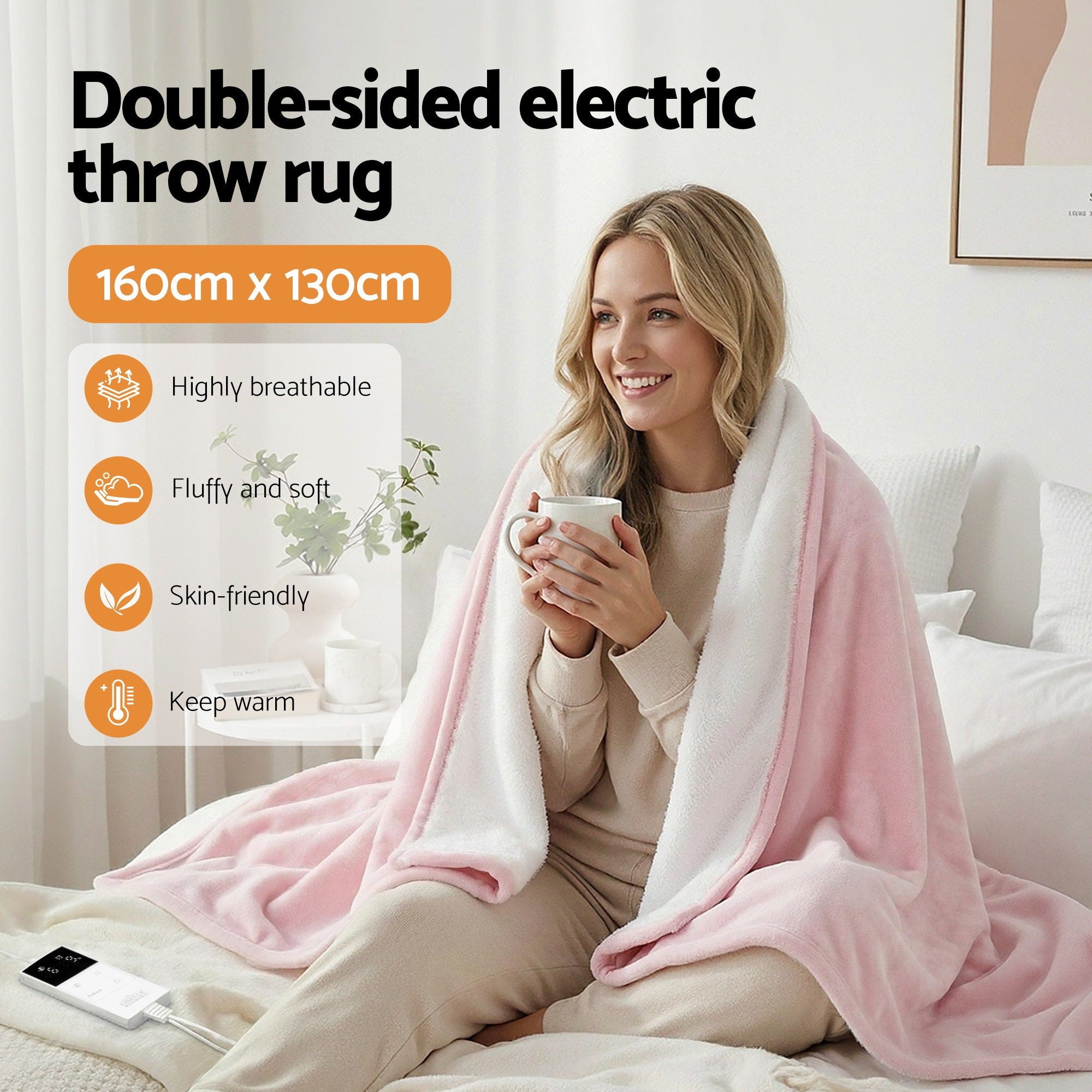 Giselle Bedding Electric Throw – Pink, 160 × 130 cm