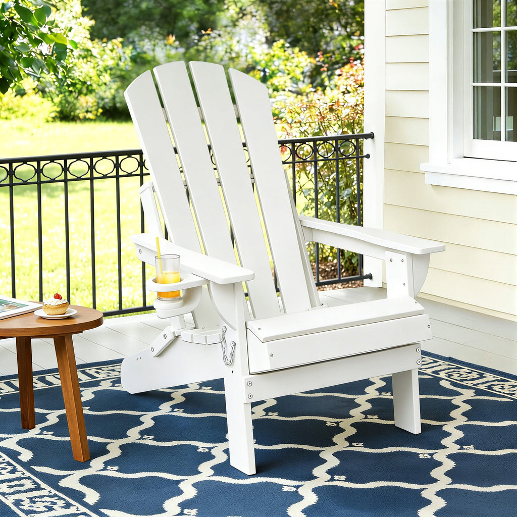 Gardeon Outdoor Chairs Folding Adirondack Beach Chair HDPE Sun Lounge Patio Furniture Garden White