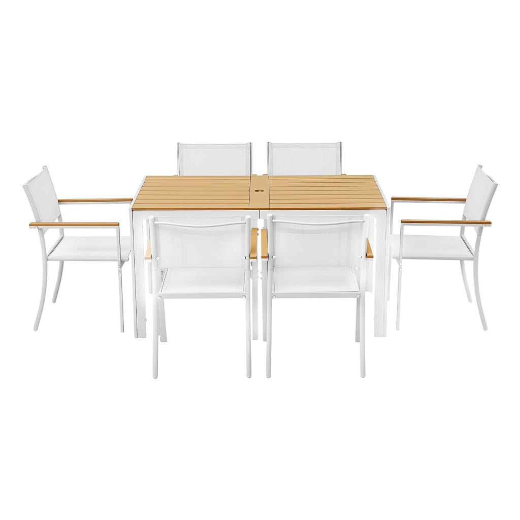 Gardeon 7PCS Outdoor Dining Set Table and Chairs Patio Garden Furniture Bistro Set White