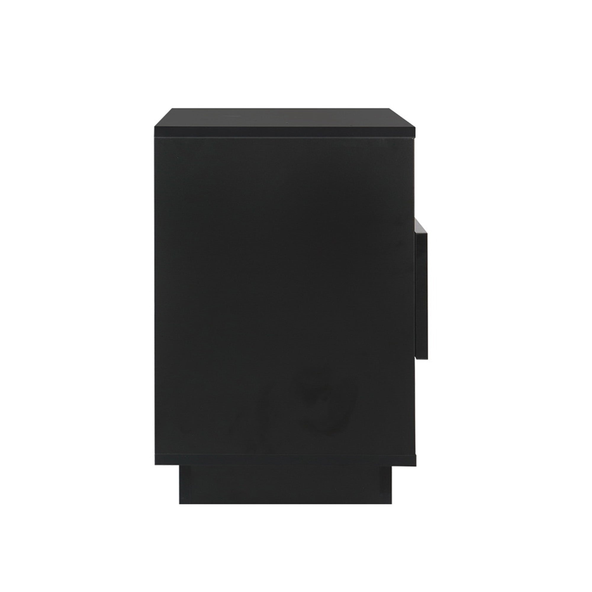 Artiss Hana LED Bedside Tables with Drawer and 2 Shelves – Black, Set of 2