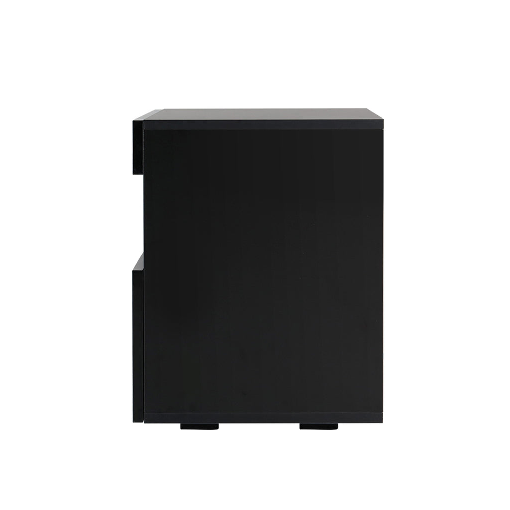 Artiss Heres LED Bedside Tables with Drawer and Shelf – Black, Set of 2