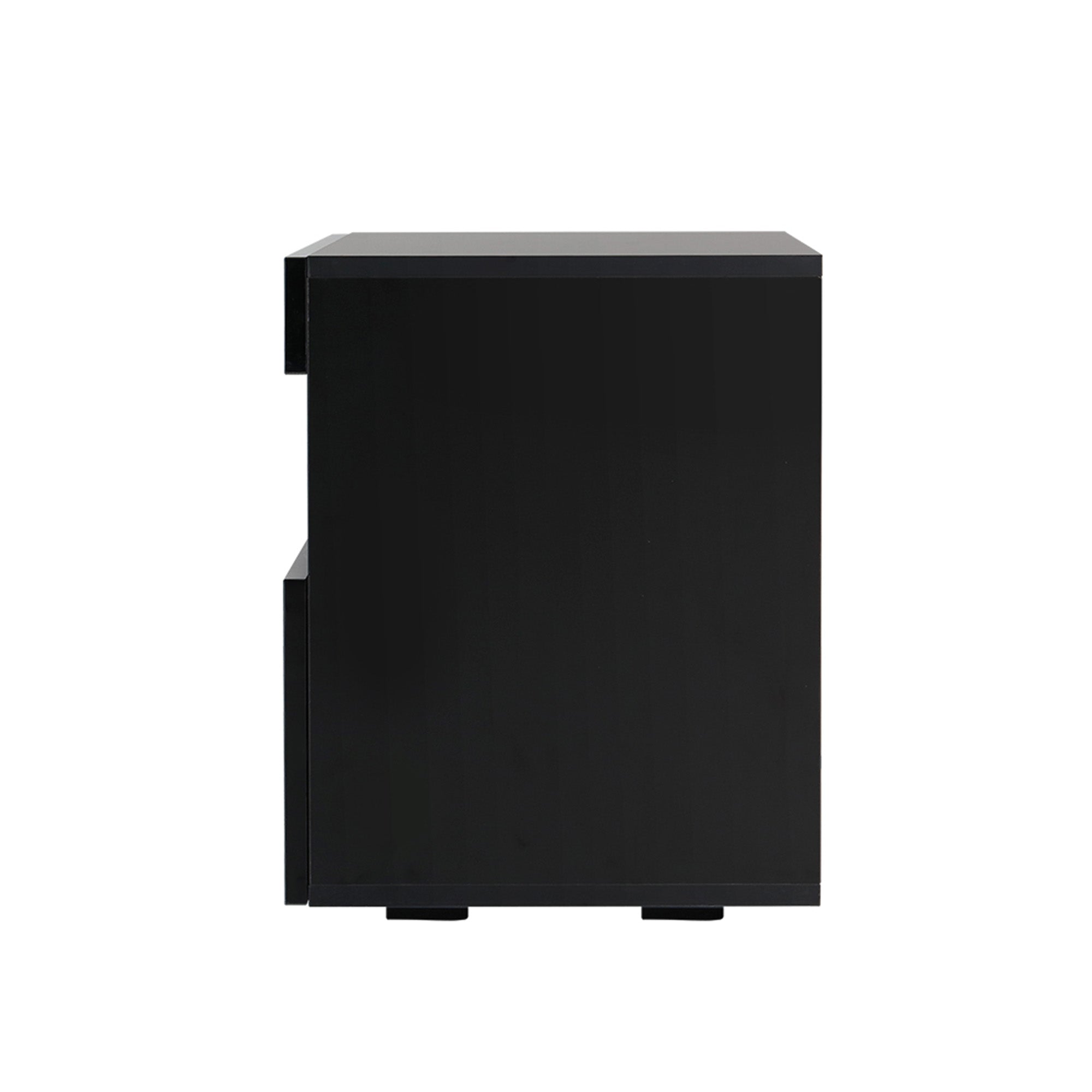 Artiss Heres LED Bedside Tables with Drawer and Shelf – Black, Set of 2