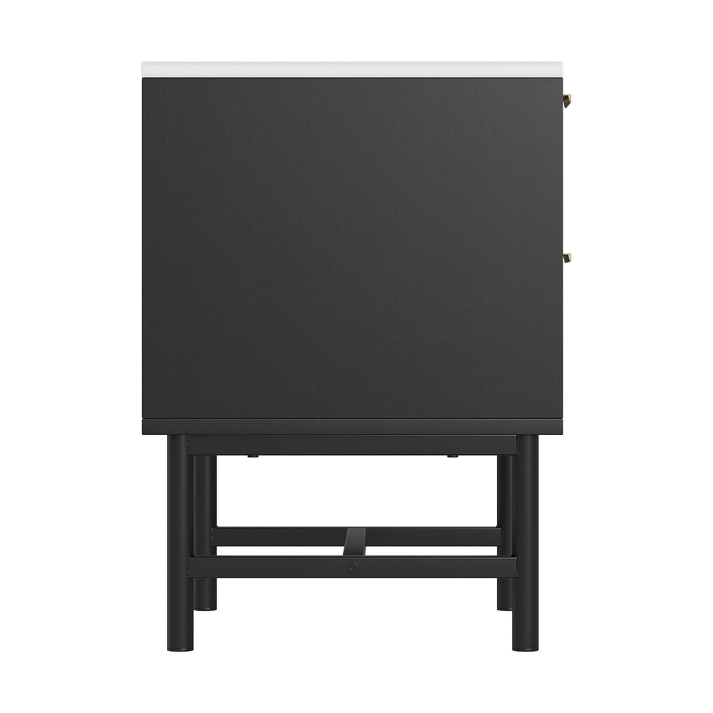 Artiss 2-Drawer Bedside Table with Metal Frame – Black