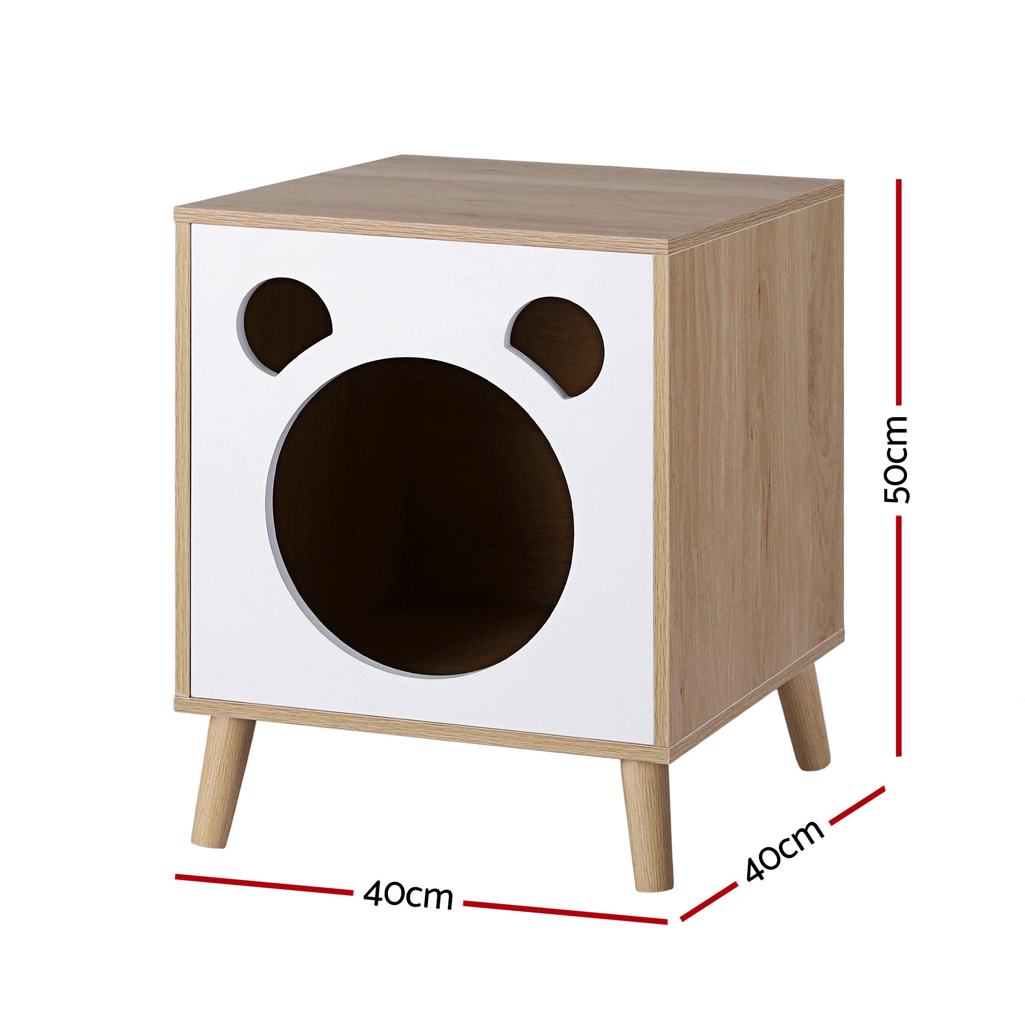 Artiss Cat-Nest Side Table with Pine-Wood Legs – 40 cm