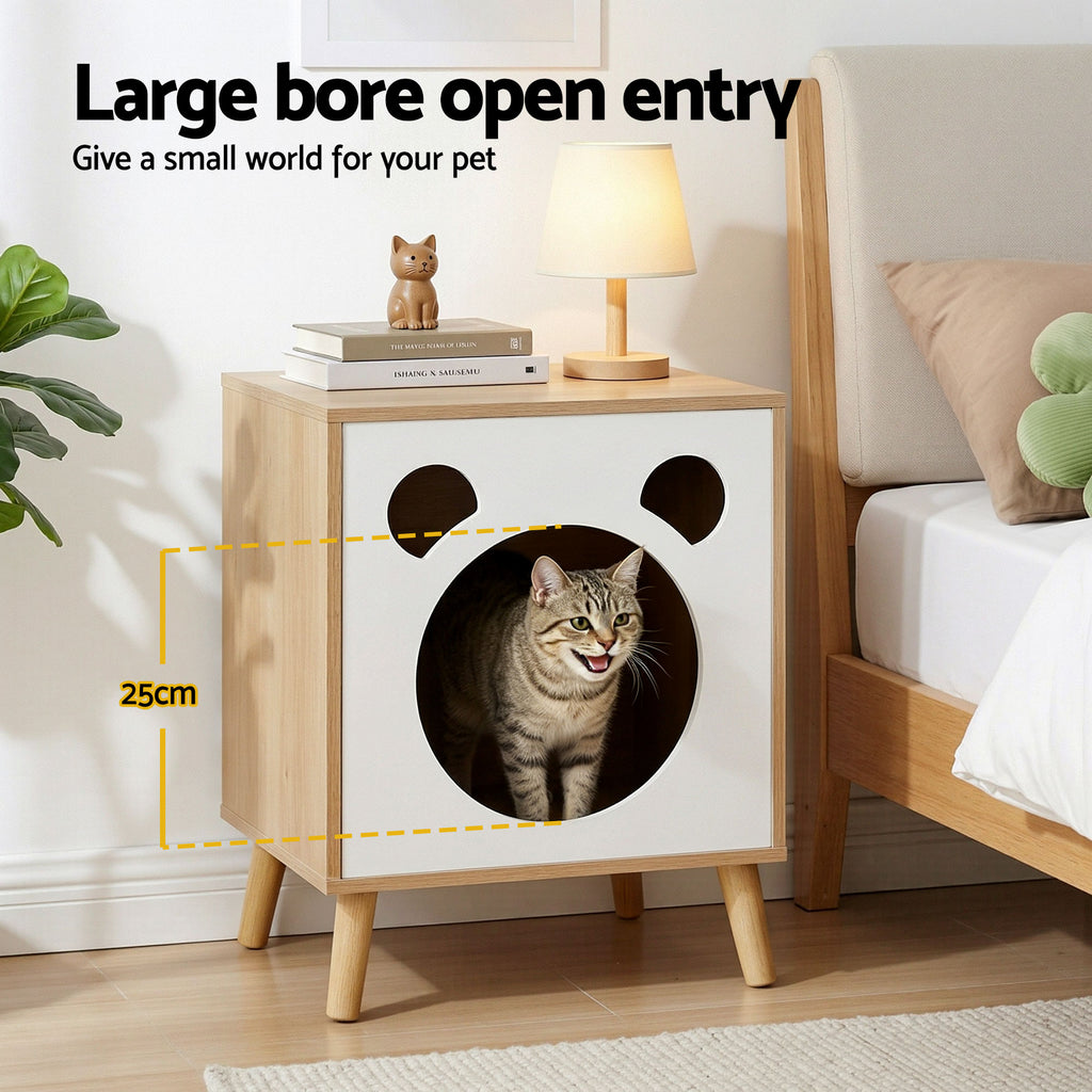 Artiss Cat-Nest Side Table with Pine-Wood Legs – 40 cm