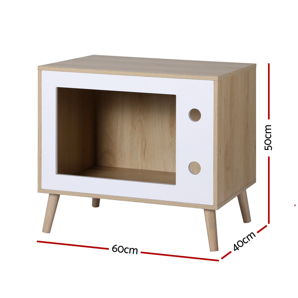 Artiss Cat-Nest Side Table with Pine-Wood Legs – 60 cm