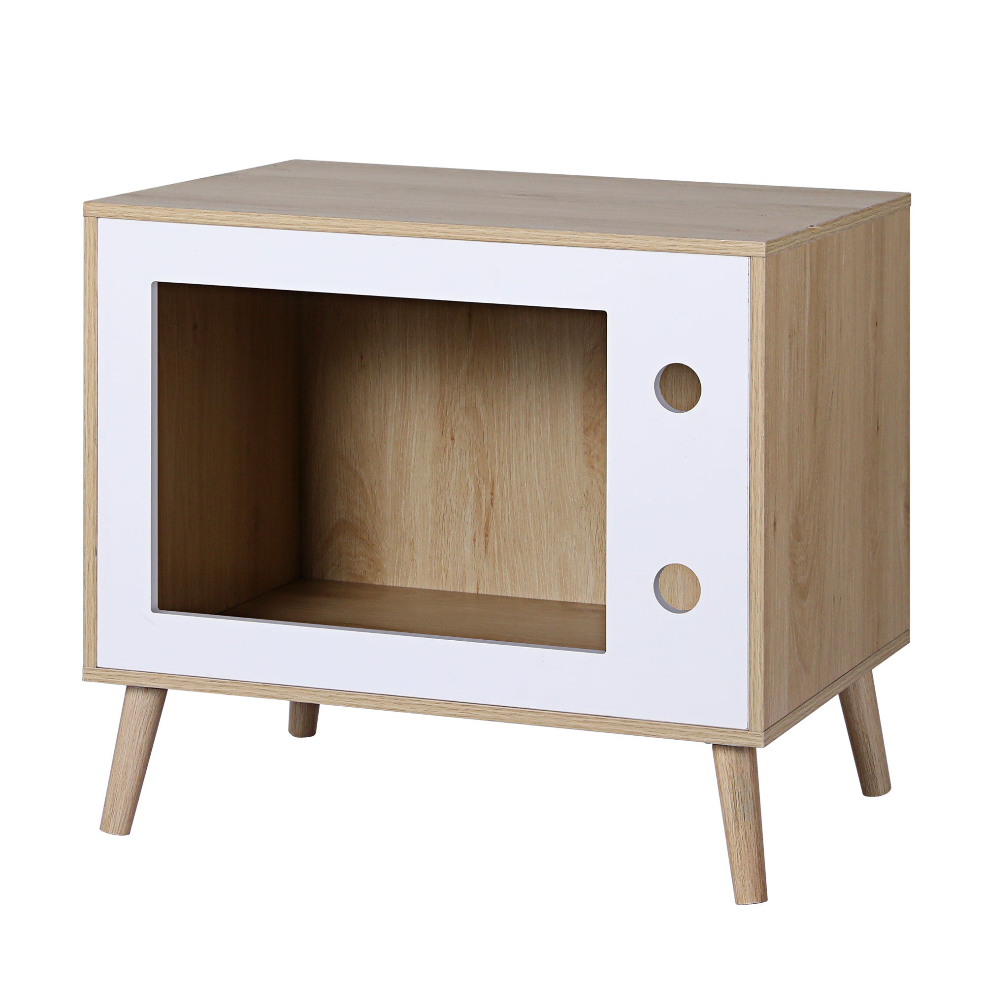 Artiss Cat-Nest Side Table with Pine-Wood Legs – 60 cm