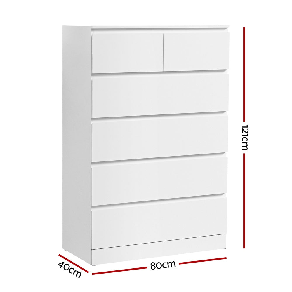 Artiss Pepe 6-Drawer Tallboy – White