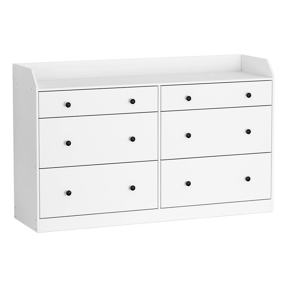 Artiss Pete 6-Drawer Lowboy with Top Shelf – White