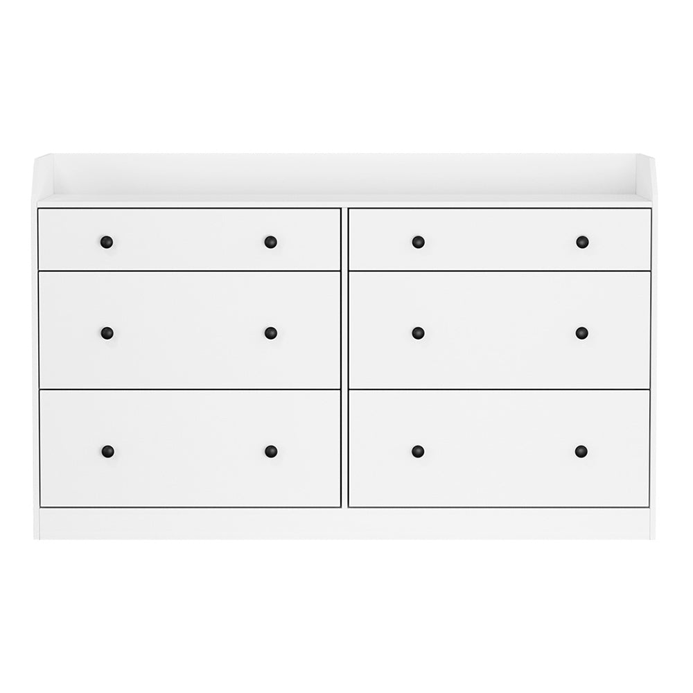 Artiss Pete 6-Drawer Lowboy with Top Shelf – White
