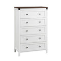 Artiss 5-Drawer Tallboy – White and Walnut