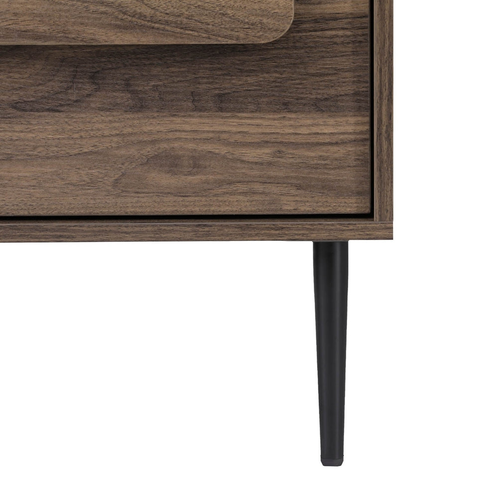 Artiss 2-Drawer Bedside Table with Metal Legs – Walnut and Black