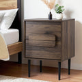 Artiss 2-Drawer Bedside Table with Metal Legs – Walnut and Black