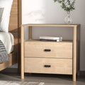 Artiss Wide 2-Drawer Bedside Cabinet with Shelf – Pine Look