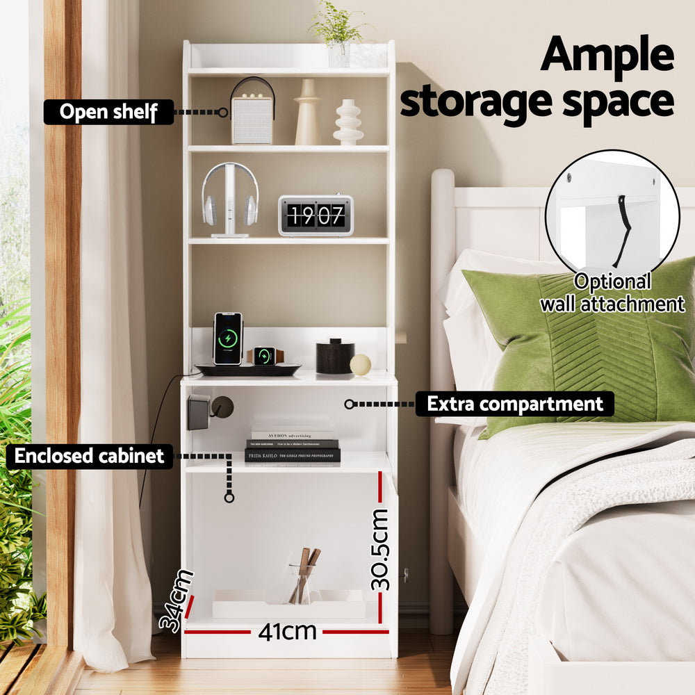 Artiss Tall Charging Storage Cabinet – White