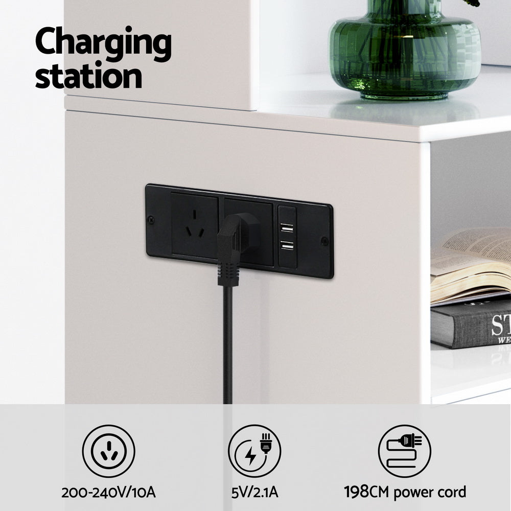 Artiss Tall Charging Storage Cabinet – White