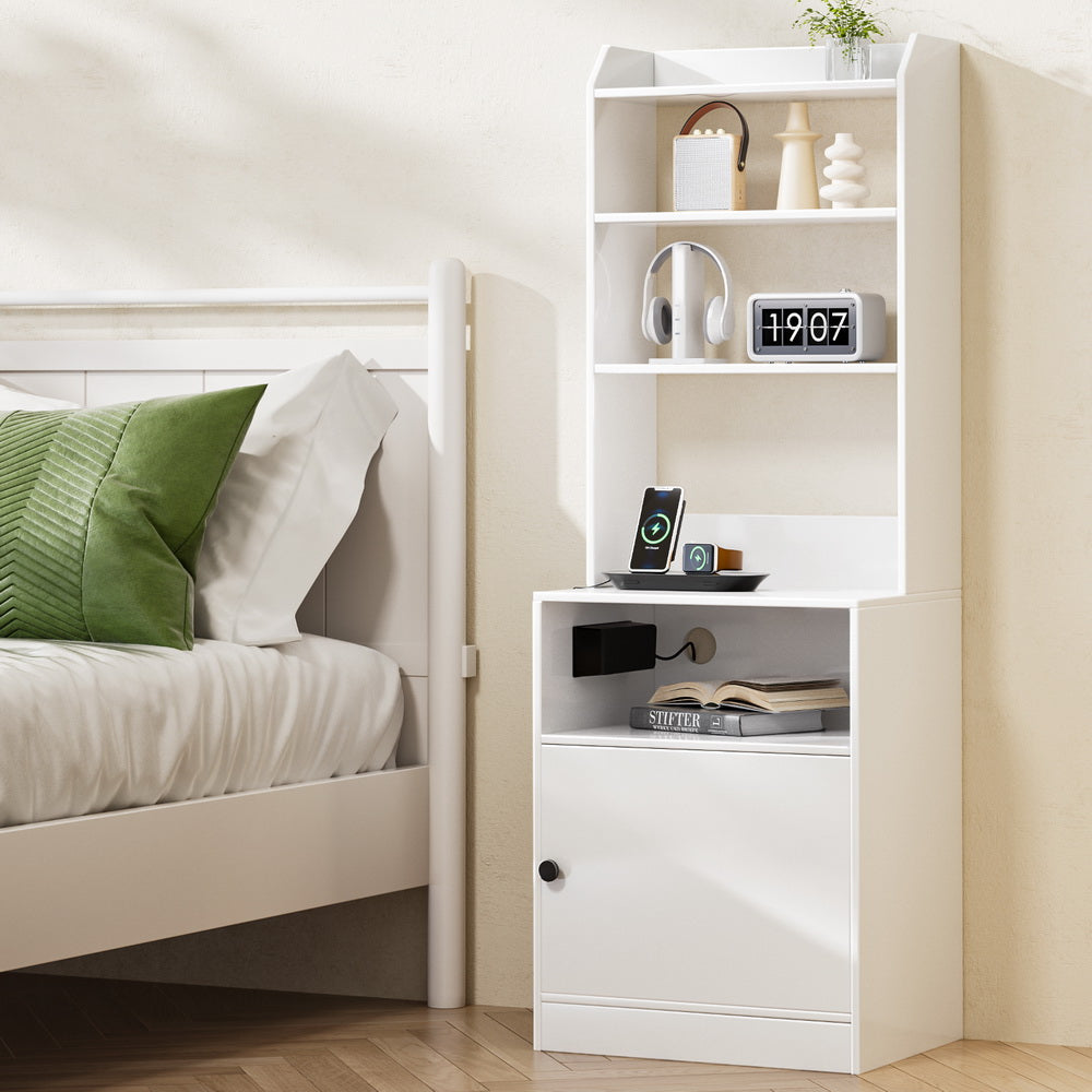 Artiss Tall Charging Storage Cabinet – White