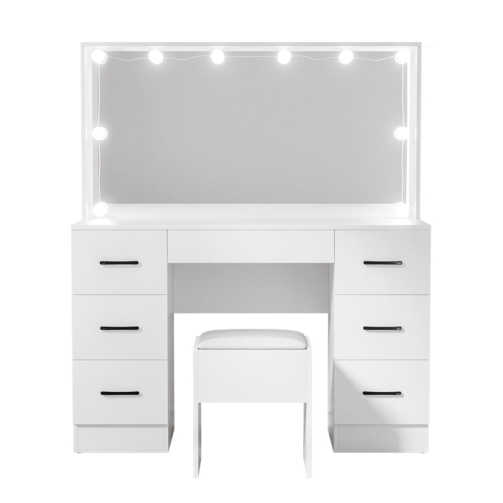 Artiss Debbie LED Dressing Table & Stool – White