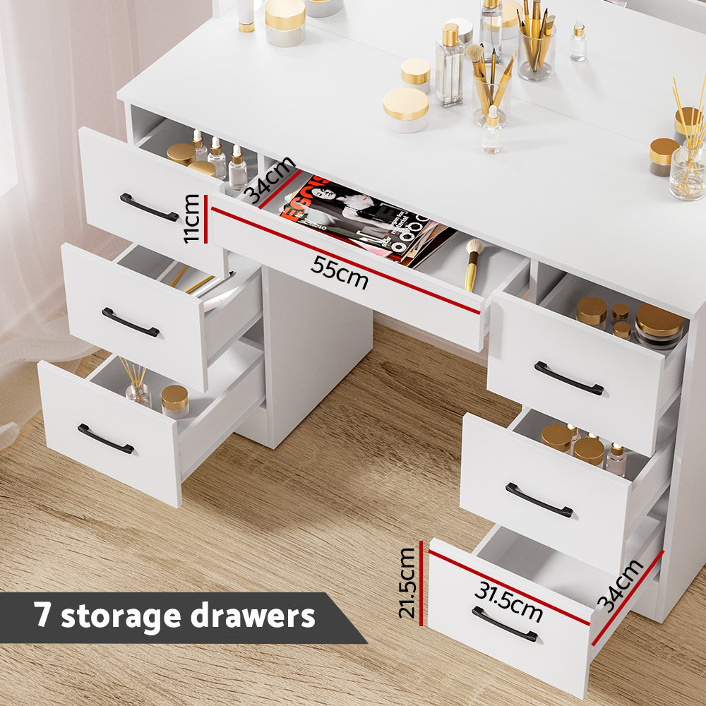 Artiss Debbie LED Dressing Table & Stool – White